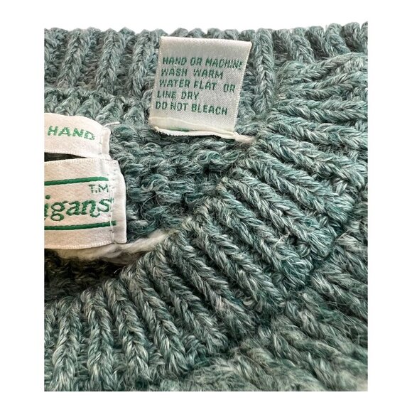 Shenanigans Hand Knit Womens S Cabincore Granny‎ Ramie Blend Green Sweater READ - Picture 9 of 10